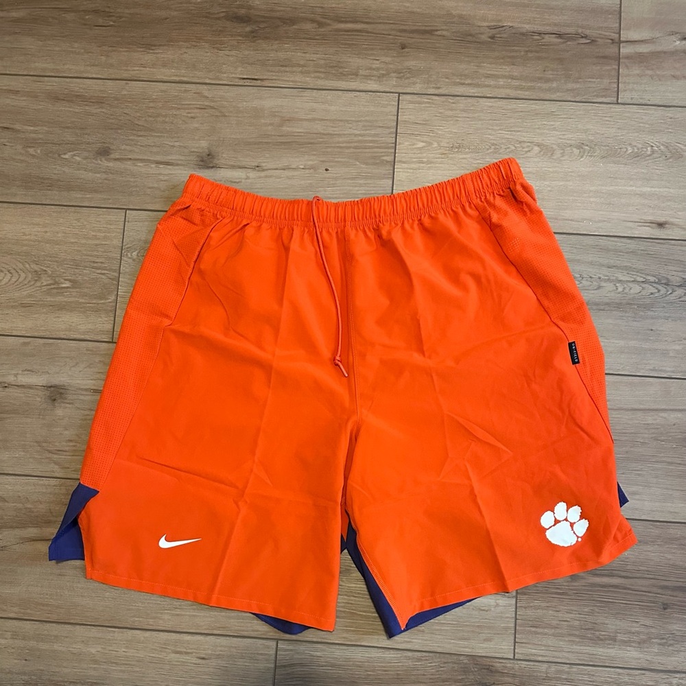 Nike Men's Vibrant Orange and Deep Blue Athletic Shorts Clemson University